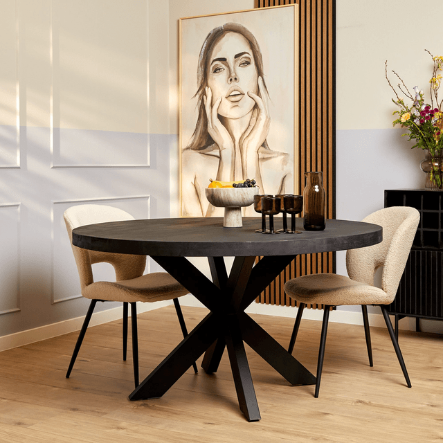 Eettafel Denver rond 130 cm zwart 