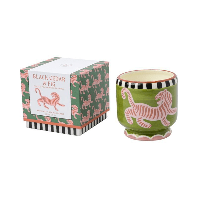 Paddywax Tiger Ceramic Candle - Black Cedar