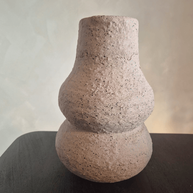 Bruine stenen vaas 38 cm 
