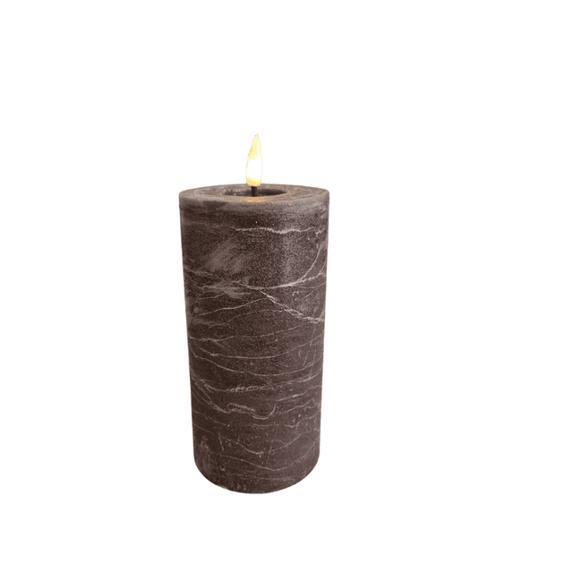 LED kaars donkerbruin 7,5 x 15 cm