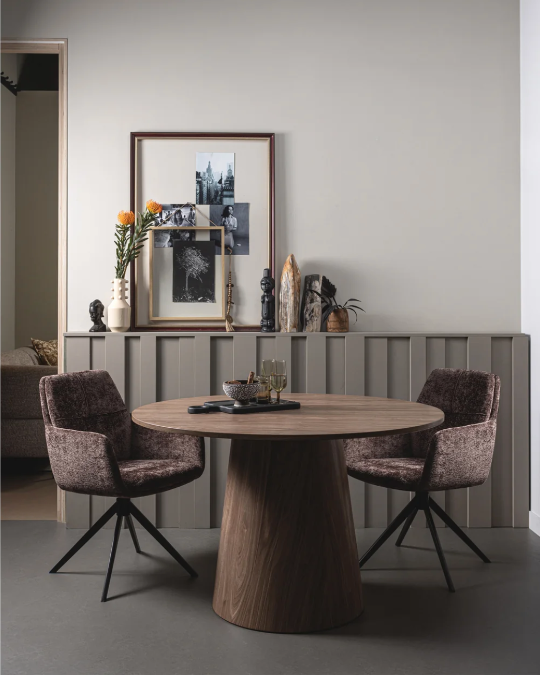 Woood Maan eettafel rond mdf walnoot ø120 cm