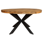 Eettafel Denver – Rond mangohout met industriële Matrixpoot.