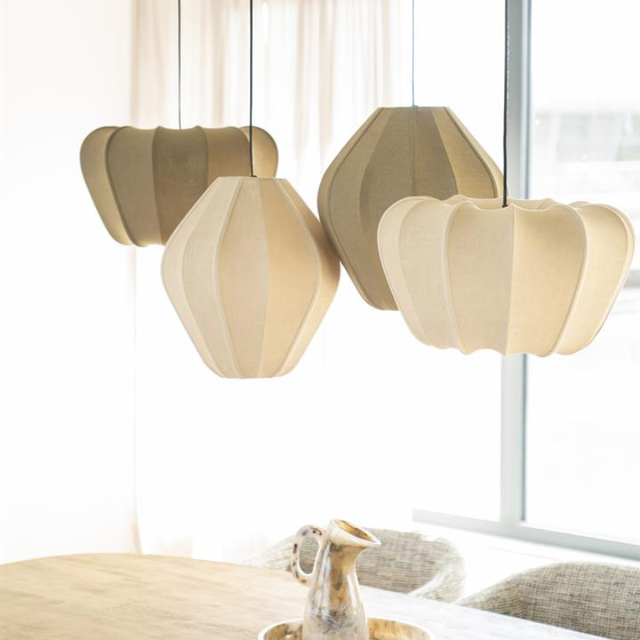 Hanglamp Sora 1 Naturel | Linnenlook Hanglamp 48 x 48 x 28 cm