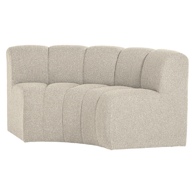 Mojo Eetbank Halfronde Hoek met Rugleuning Bouclé Beige Melange – Zachte vormen voor een speelse en luxe eethoek.