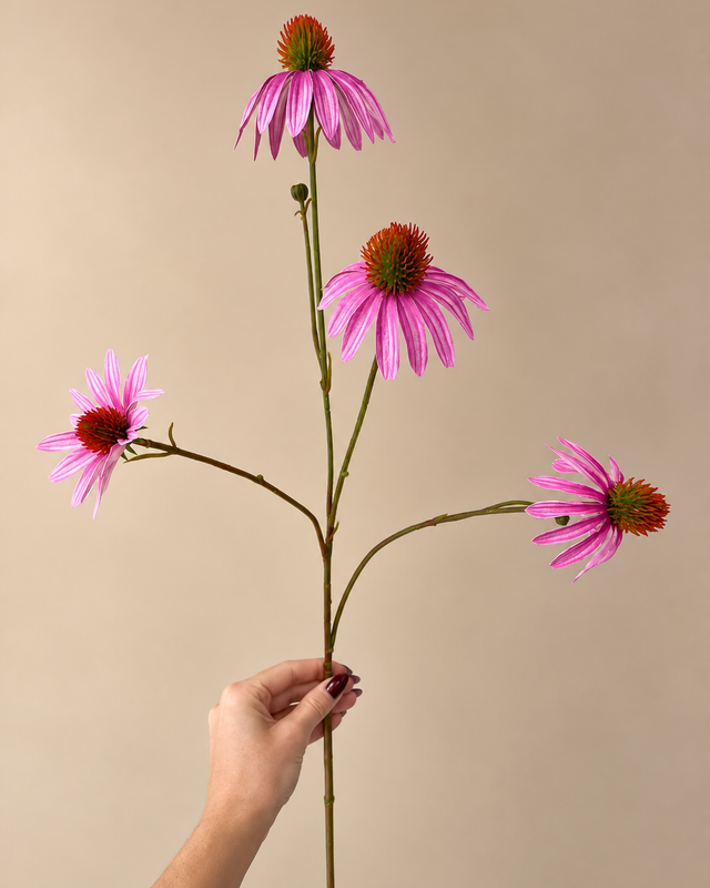 Roze zijden Echinacea | Sfeervolle zijden bloem voor een veldboeket