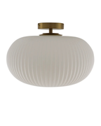 Plafondlamp Elias – wit glas met messing Ø40 cm