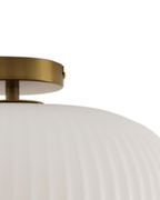 Plafondlamp Elias – wit glas met messing Ø40 cm