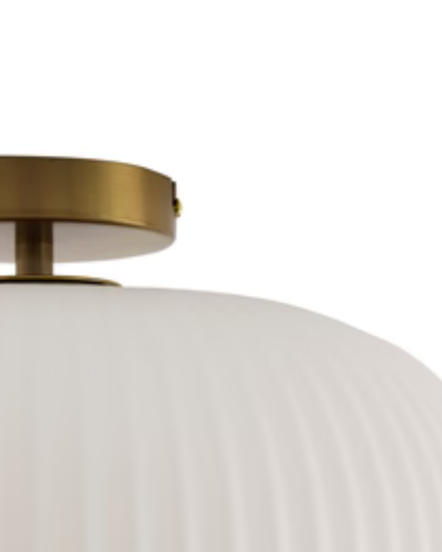 Plafondlamp Elias – wit glas met messing Ø40 cm