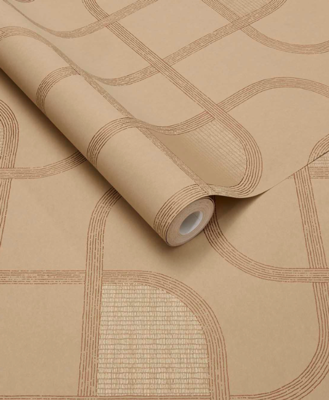 Eijffinger Calm Crafted Behang 363264 – Warm geometrisch behang in terracotta tinten