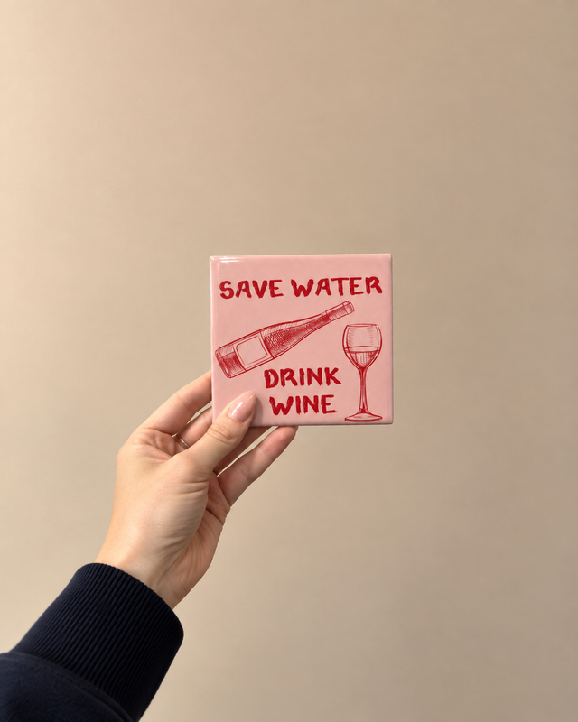 Tegeltje Save Water Drink Wine – Een grappig cadeautje voor de wijnliefhebber