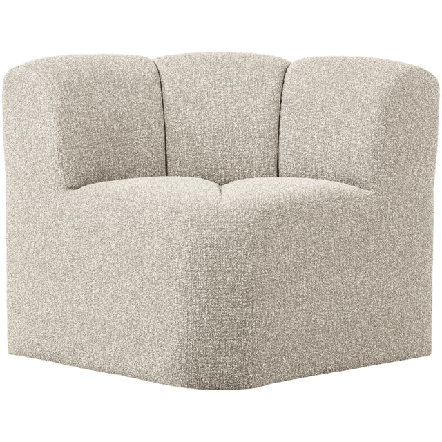 Mojo hoek Bouclé Beige Melange – De perfecte mix van comfort en stijl aan tafel.