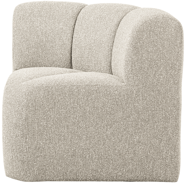 Mojo hoek Bouclé Beige Melange – De perfecte mix van comfort en stijl aan tafel.