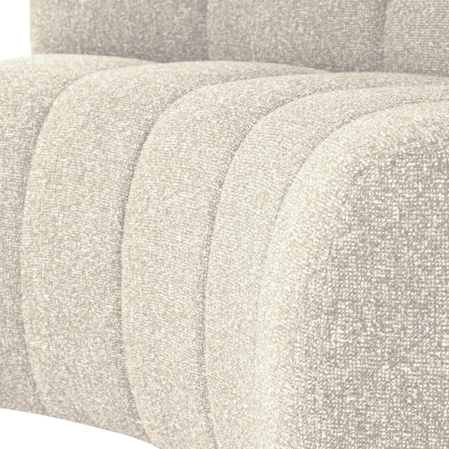Mojo Eetbank Halfronde Hoek met Rugleuning Bouclé Beige Melange – Zachte vormen voor een speelse en luxe eethoek.