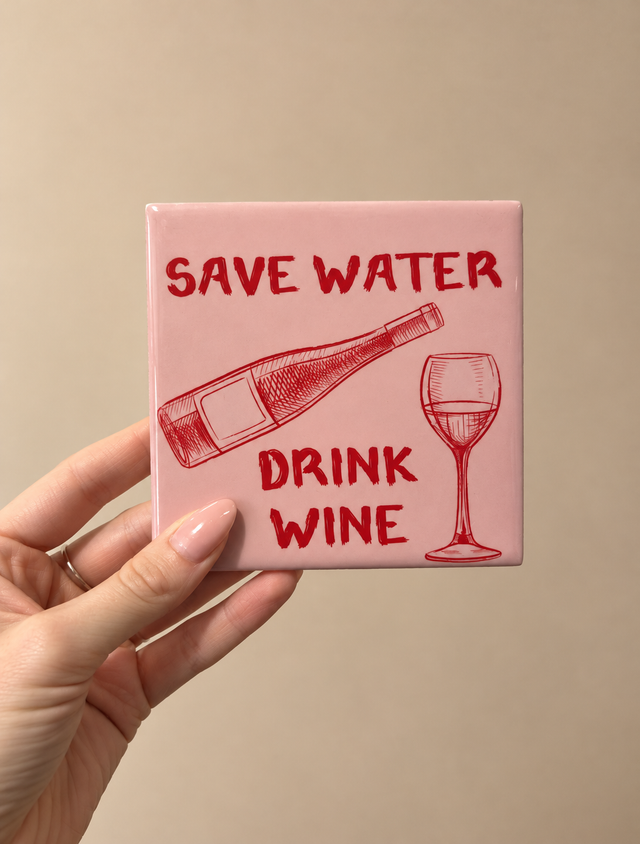 Tegeltje Save Water Drink Wine – Een grappig cadeautje voor de wijnliefhebber