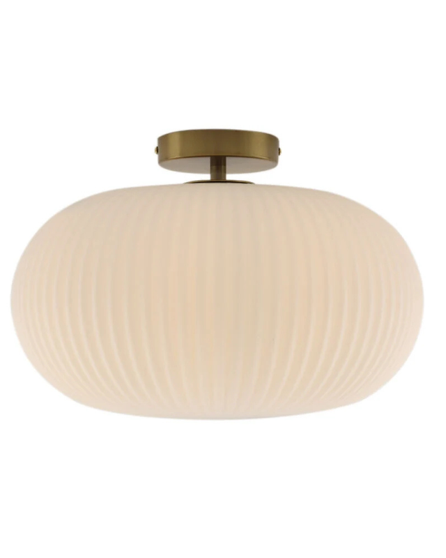 Plafondlamp Elias – wit glas met messing Ø40 cm