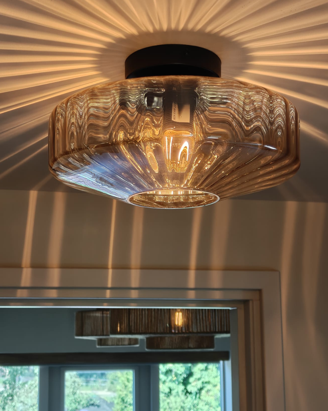 Plafondlamp Amber – amber glas Ø30 cm