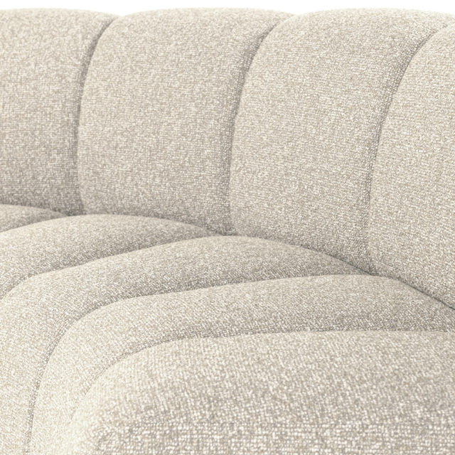 Mojo Eetbank Halfronde Hoek met Rugleuning Bouclé Beige Melange – Zachte vormen voor een speelse en luxe eethoek.