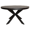 Eettafel Denver – Rond mangohout met zwarte Matrixpoot.